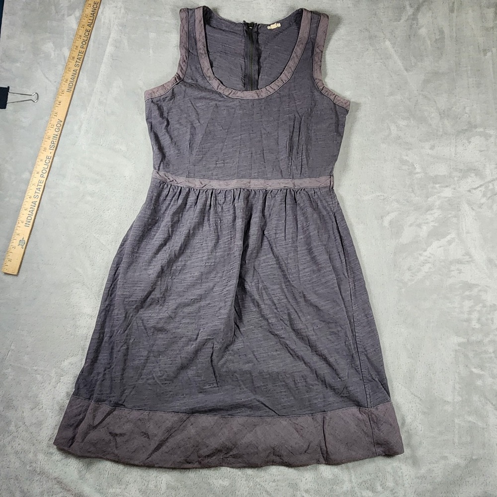 J.Crew Gray Cotton A-Line Dress Womens 4 Minimalist Casual Scoop Neck Stretch